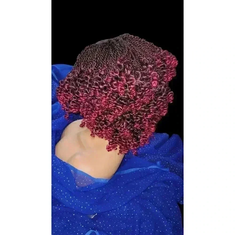 Braided Wig Handmade Micro Millions Braids, Short Kinky Twists, NWT, Ombre